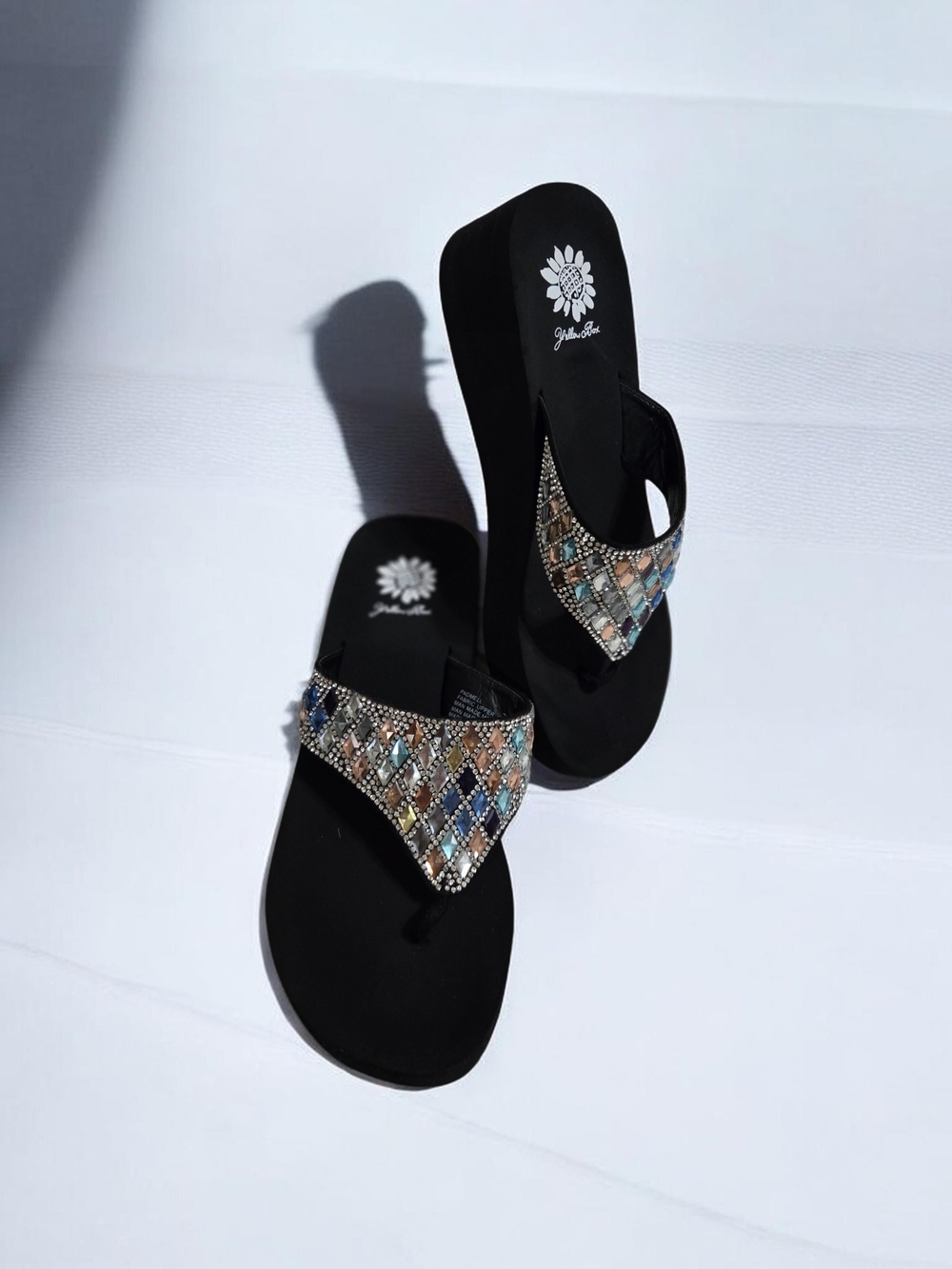 Yellow Box Multi Color Wedge Flip Flops..size 7 1/2  EUC!!! - Picture 8 of 8